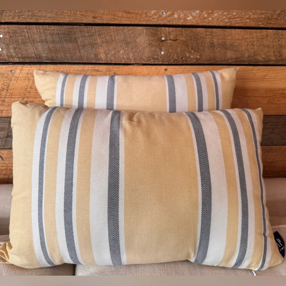GAP Home Yellow & White Striped Throw Pillows x 2